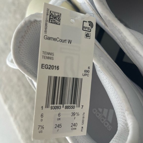 NEW Adidas 7.5 Women's Game Court Tennis Shoes Sneakers White Cream New in Box - Picture 4 of 6